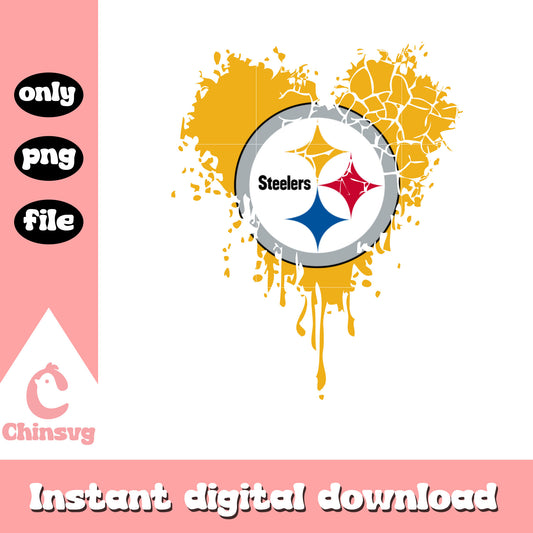 Pittsburgh Steelers retro heart logo design png, nfl png, sport  game png
