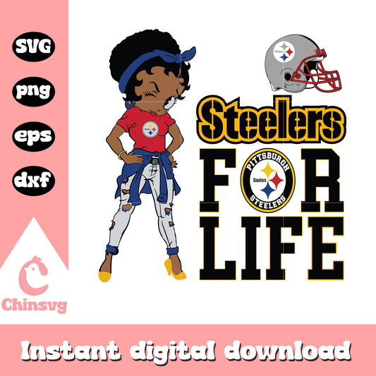 Pittsburgh steelers for life betty boop svg, pittsburgh steelers team svg