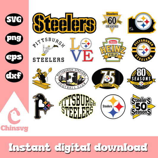 Pittsburgh steelers logo bundle design svg, pittsburgh steelers svg