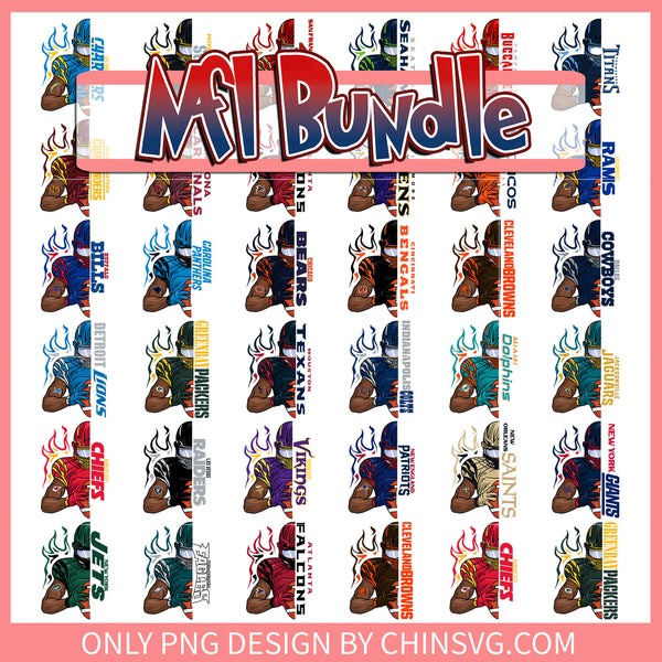 Player half nfl design bundle png, all 32 nfl teams png – Chinsvg