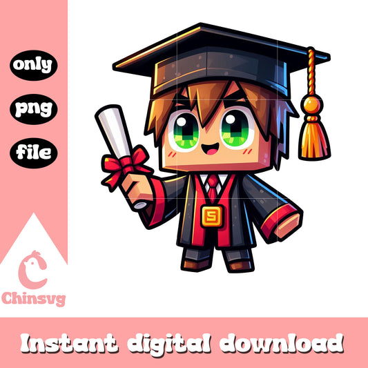 Player minecraft cute design graduation png, design day graduation png