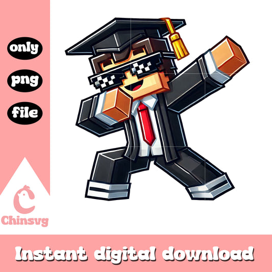 Player minecraft cute design png, graduation minecraft png