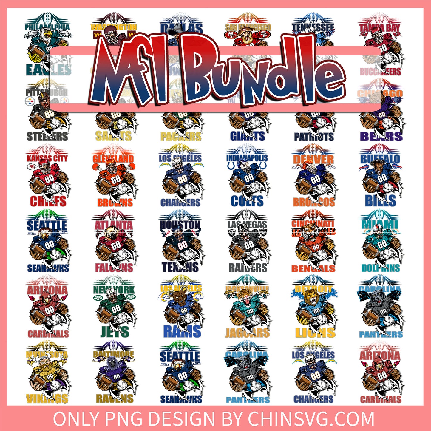 Player nfl teams design bundle png, logo nfl football​ png