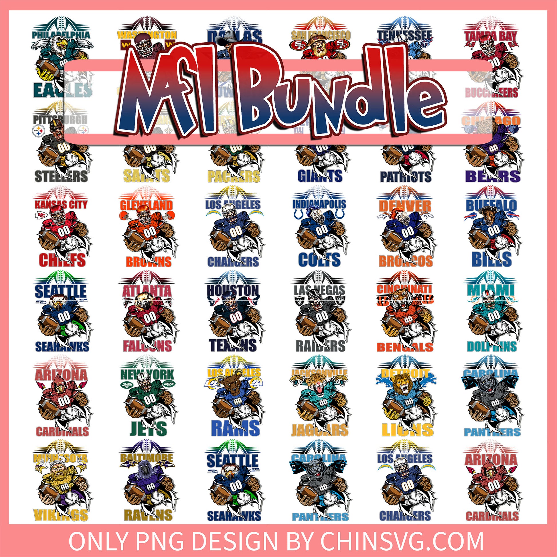 Player nfl teams design bundle png, logo nfl football​ png