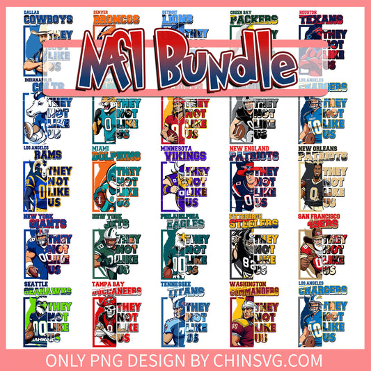 Player they not like us bundle png, list of all 32 nfl teams​ png