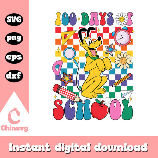 Pluto 100 days of shool svg, School supplies svg, school day svg