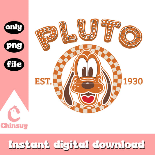 Pluto est 1930 gingerbread christmas png, pluto christmas​ png