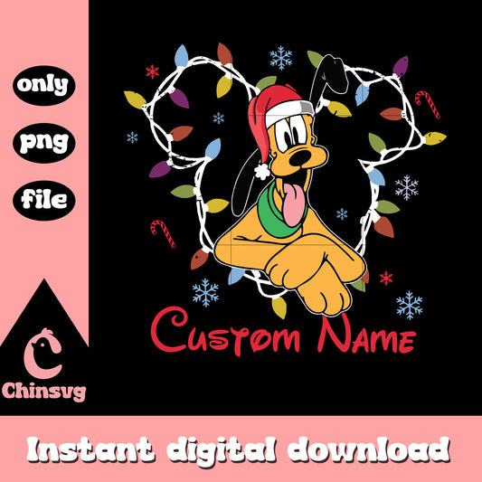Pluto christmas custom name png, disney on christmas png