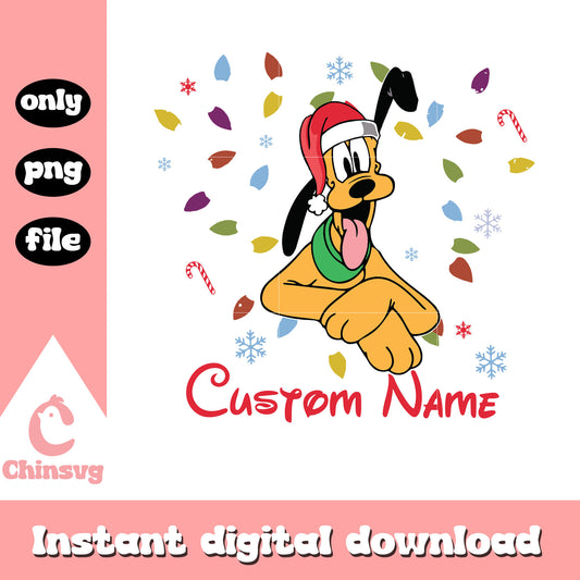 Pluto custom name christmas lights png, pluto christmas png