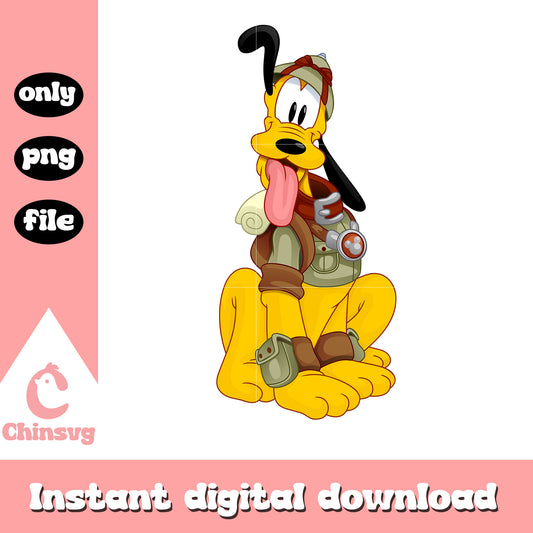 Pluto cute safari design png, mickey mouse cartoon png