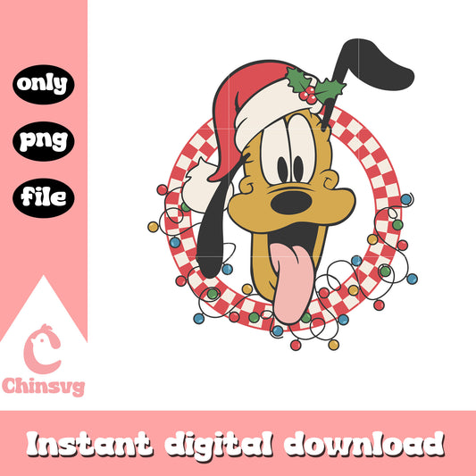 Pluto dog face logo christmas lights png, pluto christmas​ png