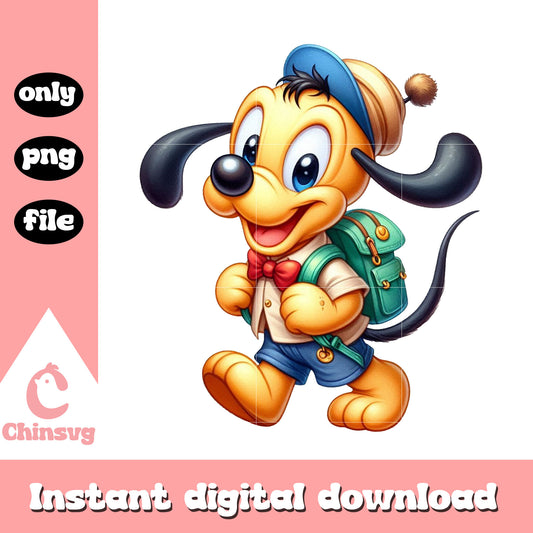 Pluto dog school cartoon design png, go to school png