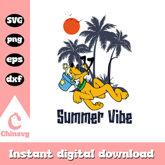 Pluto dog summer vibe svg, pluto disney cartoon svg, summer vibes svg