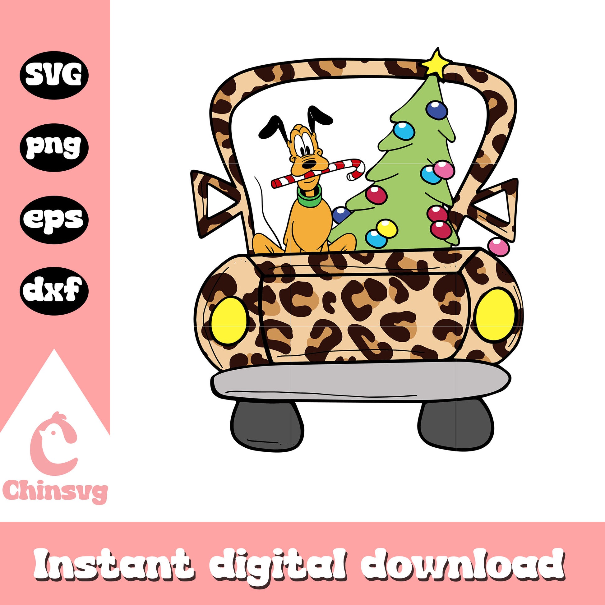 Pluto drive christmas tree svg, christmas tree decorations​ svg