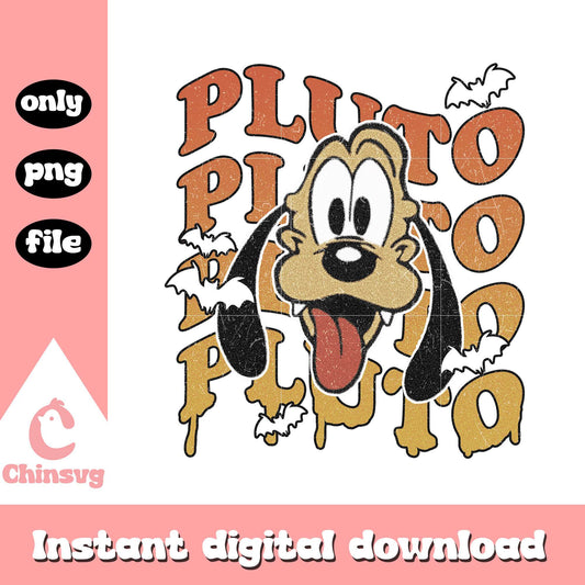 Pluto face halloween design png, disney pluto halloween png