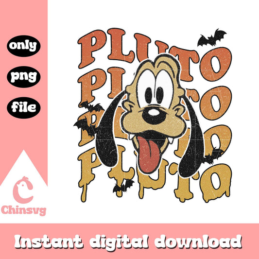 Pluto face halloween vibes png, pluto halloween png, disney png