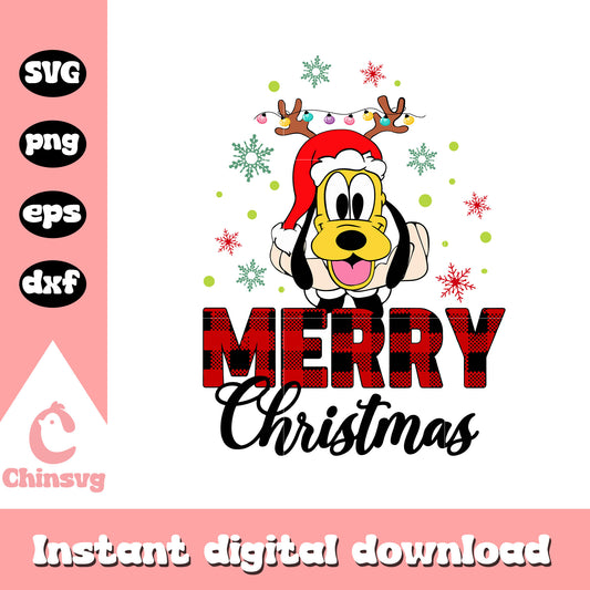 Pluto merry christmas buffalo plaid svg, pluto christmas​ svg