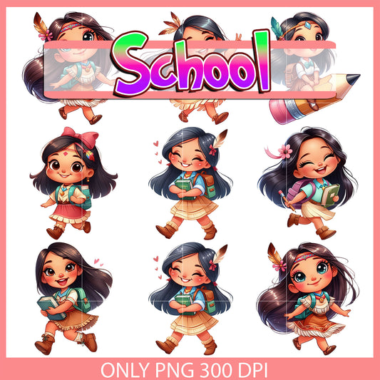 Pocahontas back to school design bundle png, pocahontas disney png