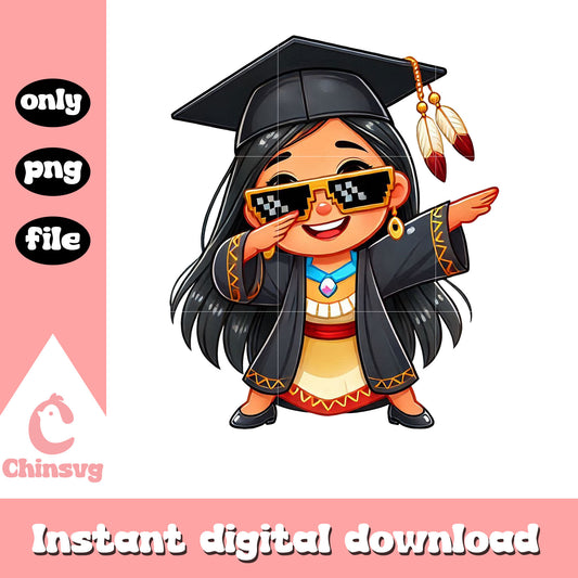 Pocahontas chibi graduation design png, pocahontas disney png 