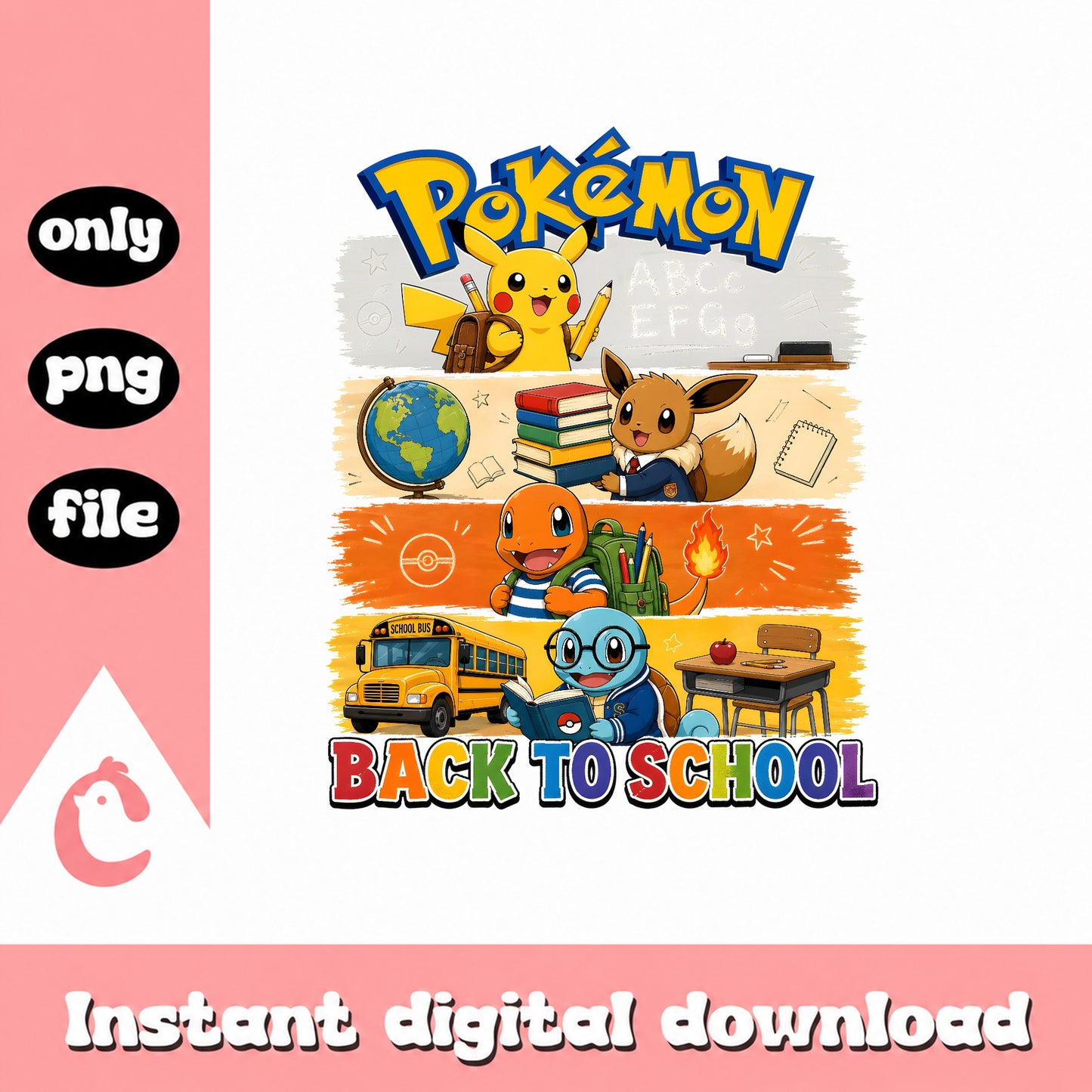 Pokemon Back To School PNG, Pikachu School Clipart, PNG File