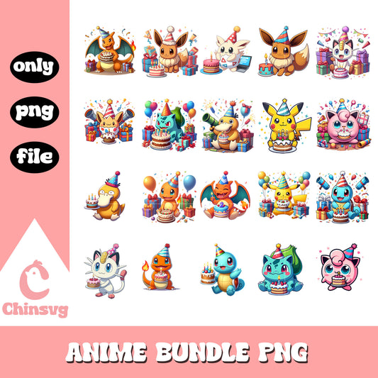 Pokemon character on birthday bundle png