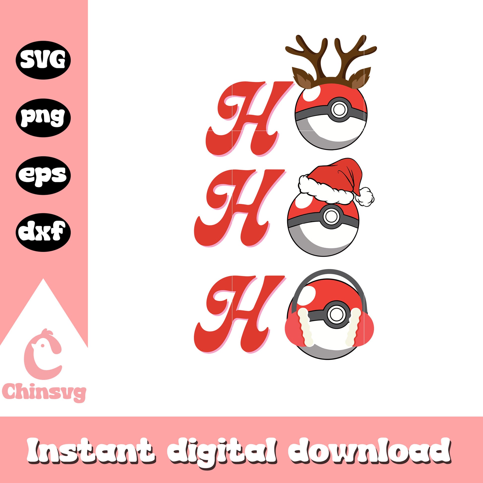 Pokemon ball christmas hohoho svg, Pokemon ball svg, christmas svg