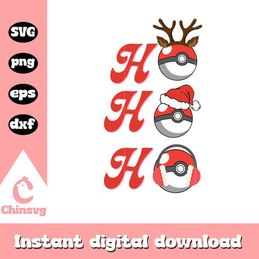 Pokemon ball christmas hohoho svg, Pokemon ball svg, christmas svg