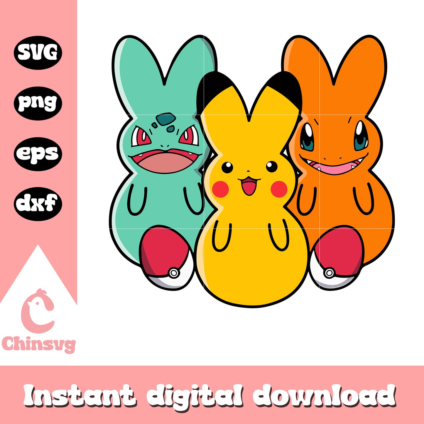 Pokemon character peeps svg, easter day svg, pokemon svg