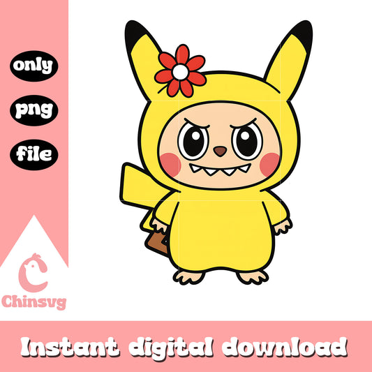 Pokemon labubu clothes drawing design png, pikachu png