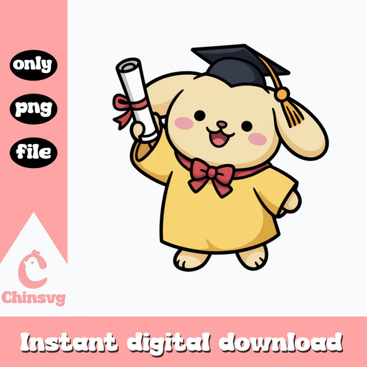 Pompompurin Graduation PNG, Sanrio Graduate PNG, Cute Kawaii PNG