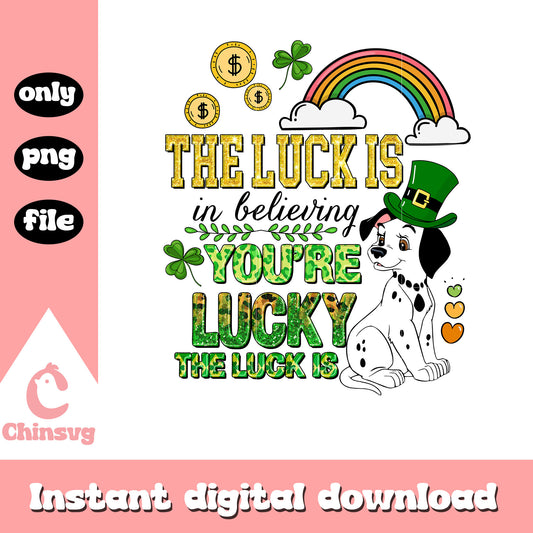 Pongo the luck is in beliving png, saint patrick day png