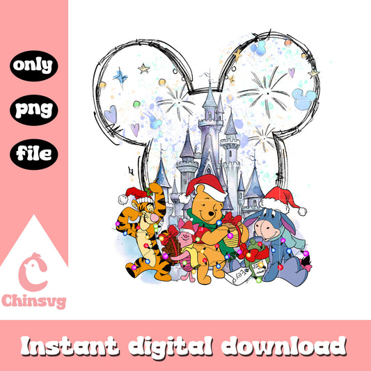 Pooh friends christmas png, winnie the pooh christmas png