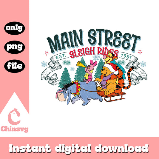 Pooh main street sleigh  rides png, winnie the pooh christmas png