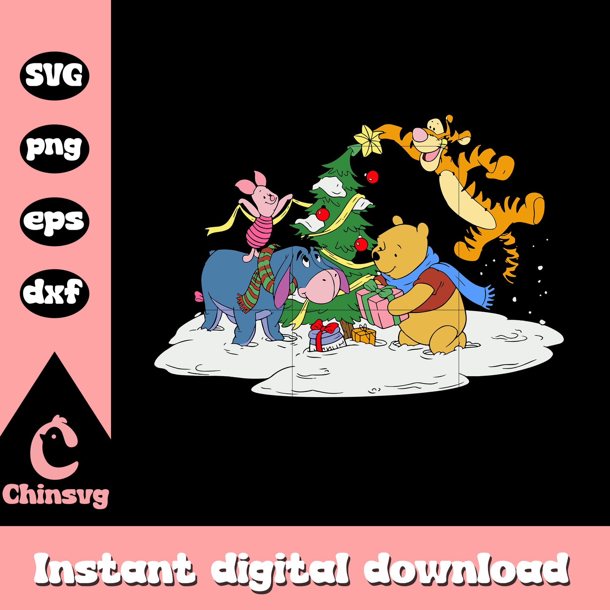 Pooh and friends decor christmas tree svg, disney pooh svg