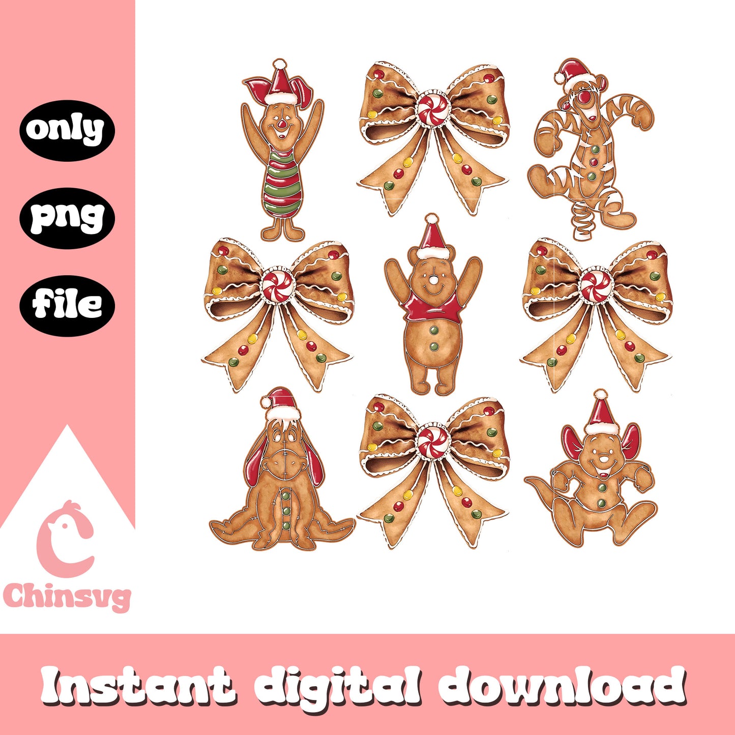 Pooh and friends gingerbread man png, disney cartoon png