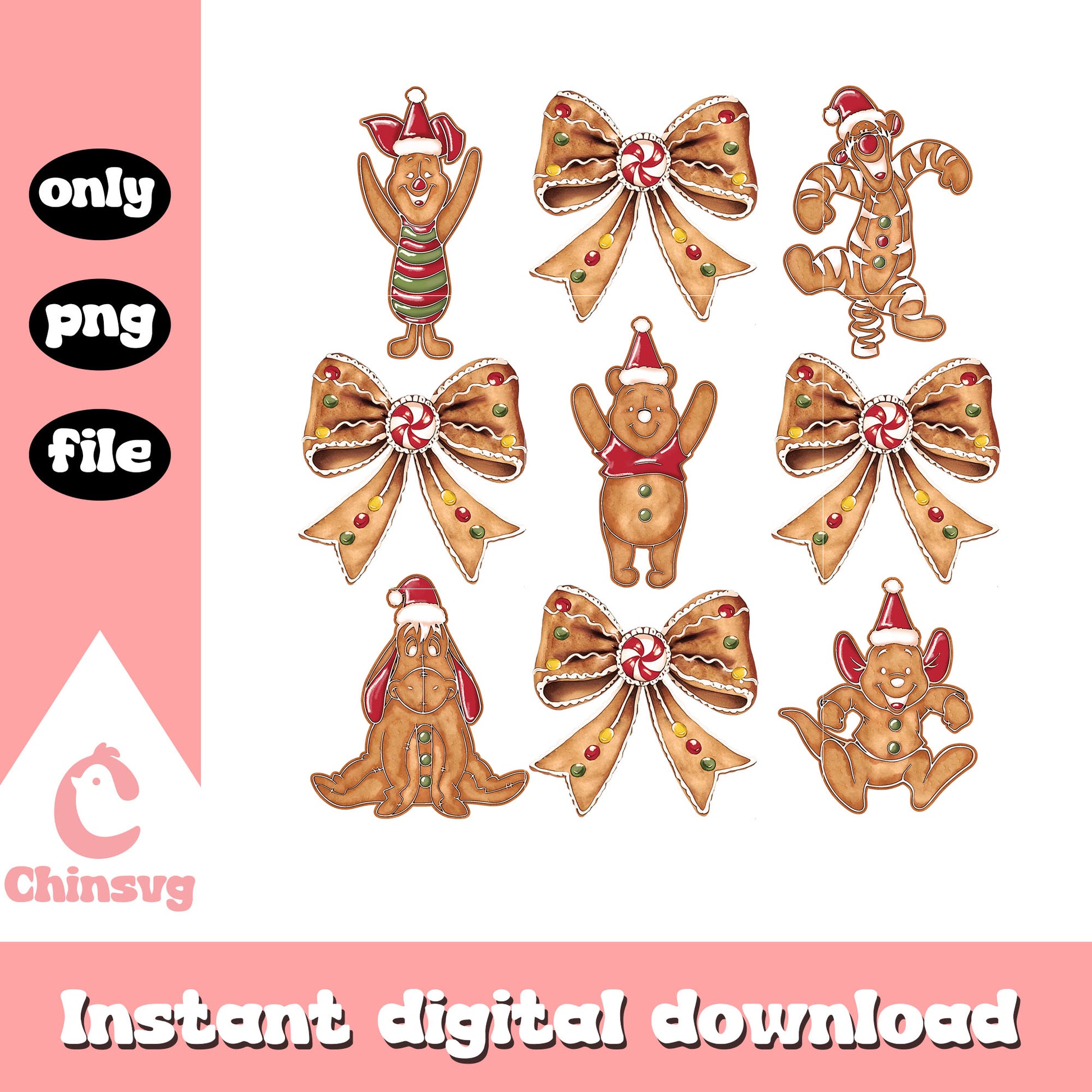 Pooh and friends gingerbread man png, disney cartoon png