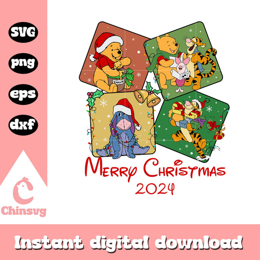 Pooh and friends merry christmas svg, disney christmas decorations svg