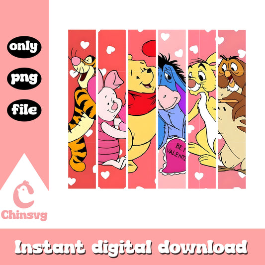 Pooh and friends valentine day png, disney valentines png