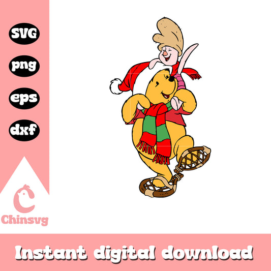 Pooh and piglet merry christmas svg, christmas winnie the pooh​ svg