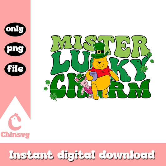 Pooh and piglet mister lucky charm png, happy saint patricks day png