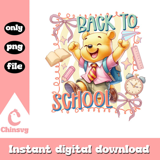 Pooh back to school coquette art png, winnie the pooh clipart png