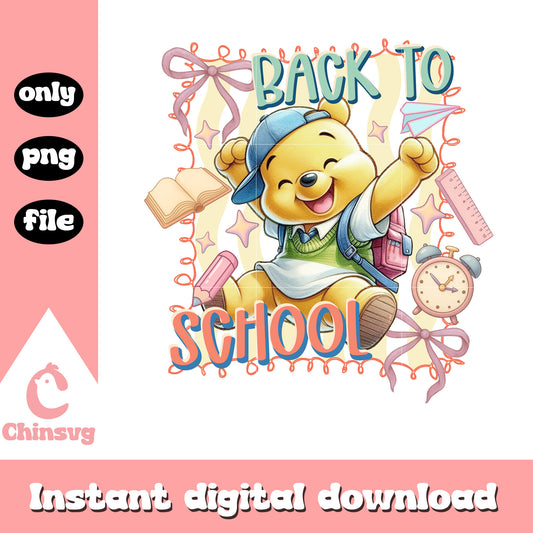 Pooh back to school coquette design png, winnie the pooh art png