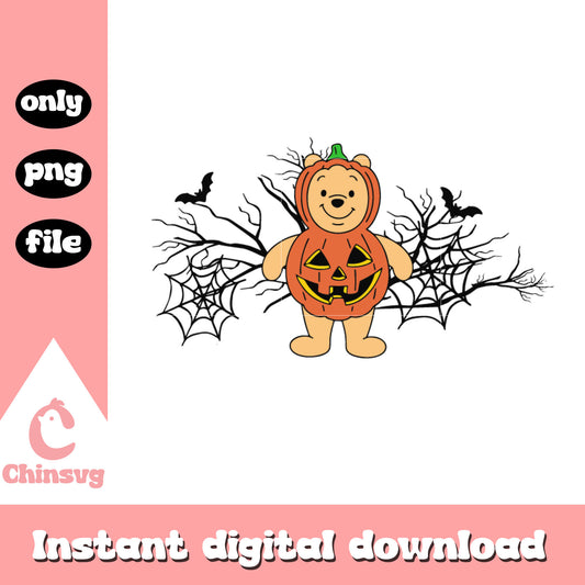 Pooh bear cosplay halloween pumpkin png, halloween costume idea png