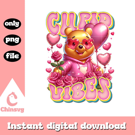 Pooh bear cupid vibes valentine png, pooh valentine​ png