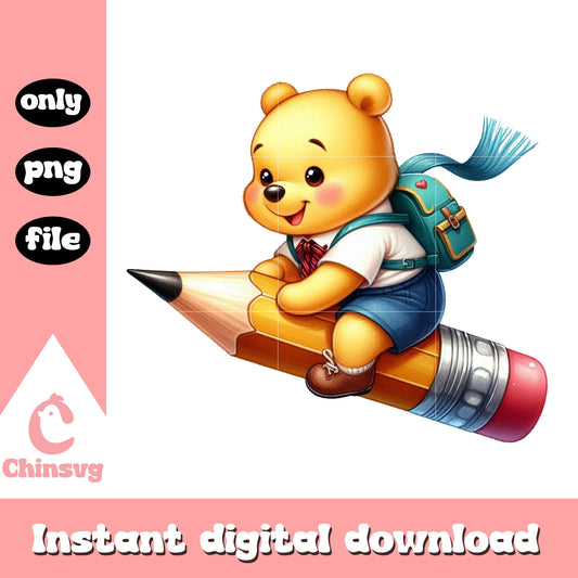 Pooh bear drive magic bus design png, magic school bus png