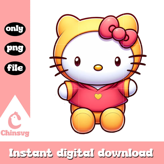 Pooh bear hello kitty cosplay png, cartoon characters png