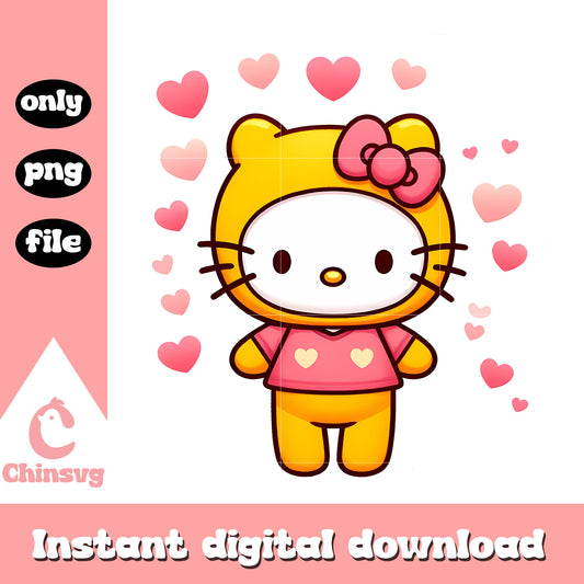 Pooh bear hello kitty costume png, hello kitty png, valentine png