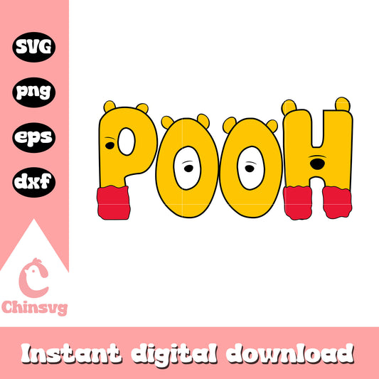 Pooh bear name design svg, winnie the pooh svg, disney svg