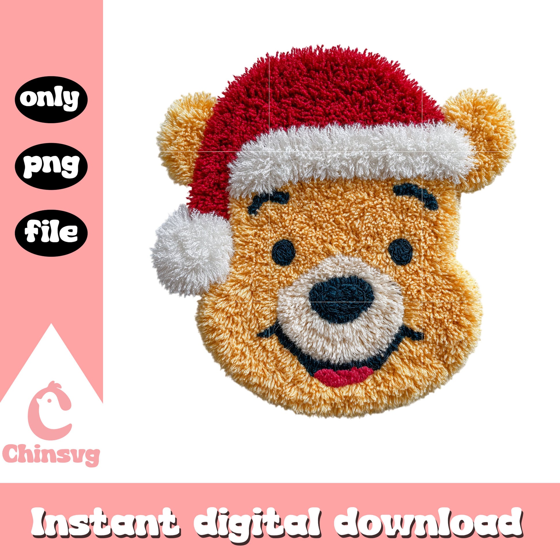 Pooh bear patchwork design png, winnie the pooh png