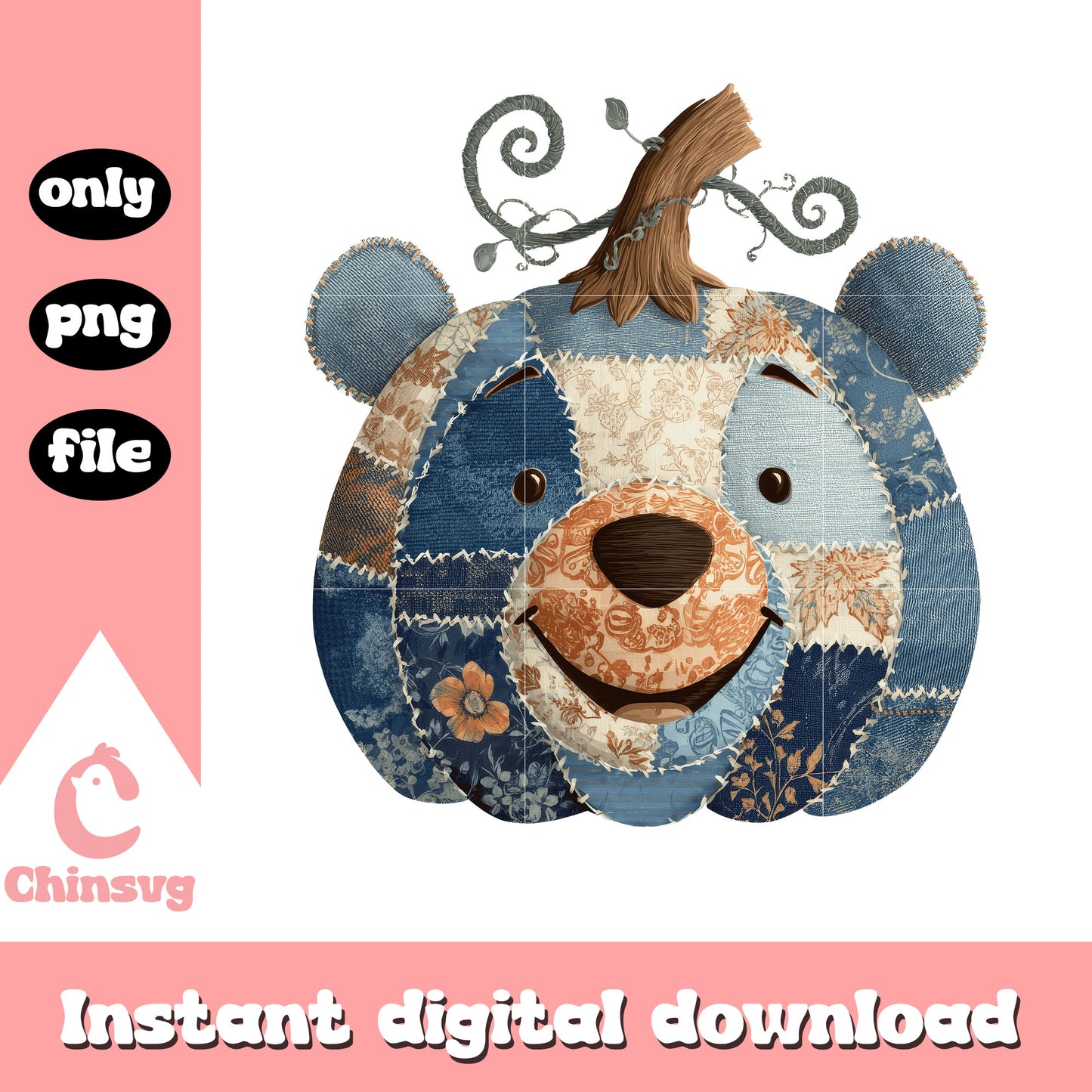 Pooh bear vintage pumpkin design png, disney pooh png